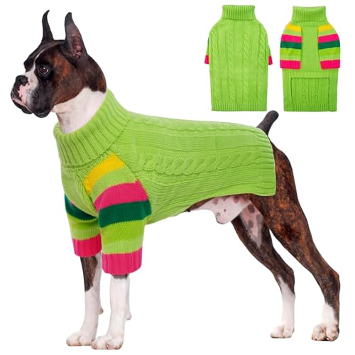 OUOBOB Hund Jumper, große Hund Jumper für Hunde Mädchen Jungen, Turtleneck Pullover Winter grüne Hund Weste, Weihnachten Hund Outfits, Haustier Sweatshirt Bekleidung Strickwaren, XXXL OUOBOB Hund Jumper, große Hund Jumper für Hunde Mädchen Jungen, Turtleneck Pullover Winter grüne Hund Weste, Weihnachten Hund Outfits, Haustier Sweatshirt Bekleidung Strickwaren, XXXL von OUOBOB