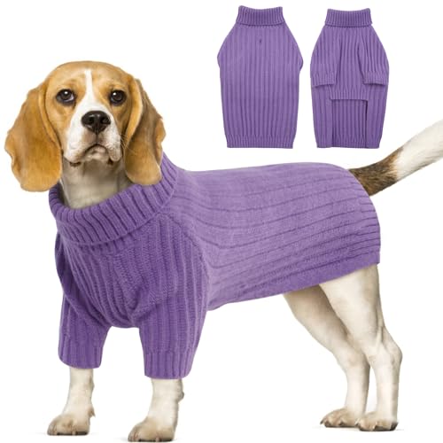 OUOBOB Hundepullover, Hundepullover für große Hunde, Weihnachts-Rollkragenpullover, Strickwaren für Jungen und Mädchen, klassischer Zopfmuster, Haustierpullover, Corgi, Boston Terrier, Pitbulls (Lila OUOBOB Hundepullover, Hundepullover für große Hunde, Weihnachts-Rollkragenpullover, Strickwaren für Jungen und Mädchen, klassischer Zopfmuster, Haustierpullover, Corgi, Boston Terrier, Pitbulls (Lila von OUOBOB