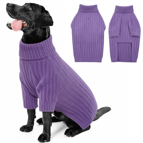 OUOBOB Hundepullover, Hundepullover für große Hunde, Weihnachts-Rollkragenpullover, Strickwaren für Jungen und Mädchen, klassischer Zopfmuster, Haustierpullover, Labrador, Border Collie (Lila, XL) OUOBOB Hundepullover, Hundepullover für große Hunde, Weihnachts-Rollkragenpullover, Strickwaren für Jungen und Mädchen, klassischer Zopfmuster, Haustierpullover, Labrador, Border Collie (Lila, XL) von OUOBOB