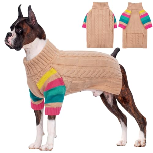 OUOBOB Hundepullover, große Hundepullover für Hunde, Mädchen, Jungen, Rollkragenpullover, Winter, rosa Hundeweste, Weihnachtshunde-Outfits, Haustier-Sweatshirt, Bekleidung, Strickwaren4XXL von OUOBOB