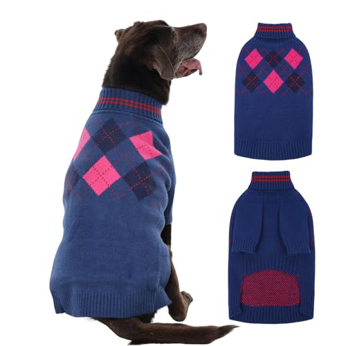 OUOBOB Hundepullover für den Winter, warm, Rollkragenpullover, Weihnachtspullover mit Ärmeln, weiches, dehnbares Sweatshirt für Jungen und Mädchen, Winterspaziergänge, Urlaub, Fotoshootings, Blau von OUOBOB