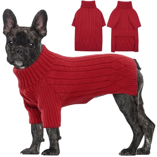 OUOBOB Hundepullover für mittelgroße Hunde, warmer Winter-Herbst-Hundepullover für Hunde, Mädchen und Jungen, Rollkragen-Hunde-Strickwaren, Weihnachtspullover, Haustier-Sweatshirt, Kleidung, von OUOBOB