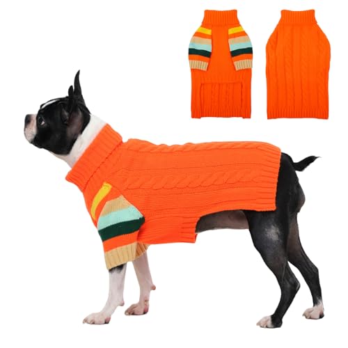 OUOBOB Kalter Hundepullover, Winterpullover für mittelgroße Hunde, Mädchen, Herren, Rollkragen, warmer Hundepullover, langärmelig, dehnbar, Weihnachtspullover, Outdoor, Haustier-Strickwaren, Frenchie OUOBOB Kalter Hundepullover, Winterpullover für mittelgroße Hunde, Mädchen, Herren, Rollkragen, warmer Hundepullover, langärmelig, dehnbar, Weihnachtspullover, Outdoor, Haustier-Strickwaren, Frenchie von OUOBOB