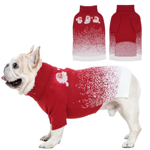 OUOBOB Weihnachtspullover für Hunde, weicher Strickpullover für Haustiere, mit Weihnachtsmann und Schneeflocken, warmer Weihnachtspullover für mittelgroße und extra große Hunde, Mädchen, Jungen von OUOBOB