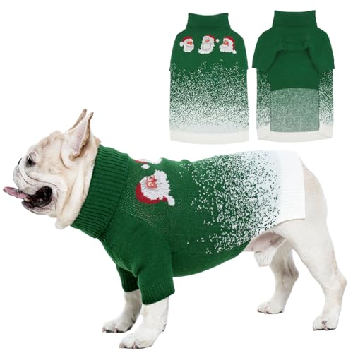 OUOBOB Weihnachtspullover für Hunde, weicher Strickpullover für Haustiere, mit Weihnachtsmann und Schneeflocken, warmer Weihnachtspullover für mittelgroße und extra große Hunde, Mädchen, Jungen von OUOBOB