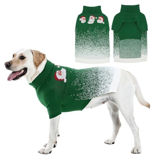 OUOBOB Weihnachtspullover für Hunde, weicher Strickpullover für Haustiere, mit Weihnachtsmann und Schneeflocken, warmer Weihnachtspullover für mittelgroße und extra große Hunde, Mädchen, Jungen von OUOBOB