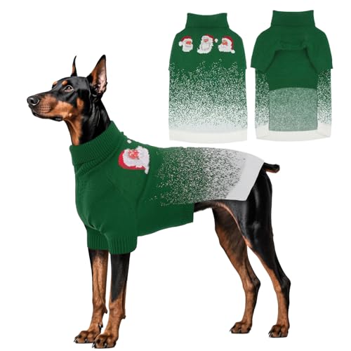OUOBOB Weihnachtspullover für Hunde, weicher Strickpullover für Haustiere, mit Weihnachtsmann und Schneeflocken, warmer Weihnachtspullover für mittelgroße und extra große Hunde, Mädchen, Jungen von OUOBOB