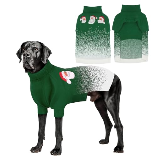 OUOBOB Weihnachtspullover für Hunde, weicher Strickpullover für Haustiere, mit Weihnachtsmann und Schneeflocken, warmer Weihnachtspullover für mittelgroße und extra große Hunde, Mädchen, Jungen von OUOBOB
