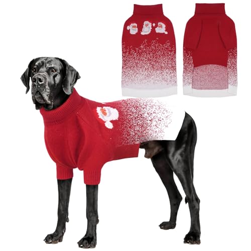 OUOBOB Weihnachtspullover für Hunde, weicher Strickpullover für Haustiere, mit Weihnachtsmann und Schneeflocken, warmer Weihnachtspullover für mittelgroße und extra große Hunde, Mädchen, Jungen von OUOBOB