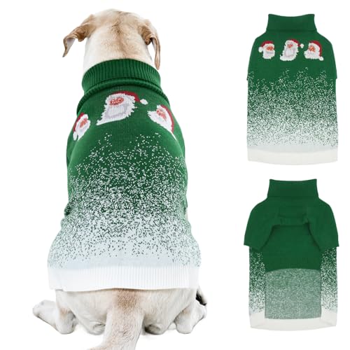 OUOBOB Weihnachtspullover für Hunde, weicher Strickpullover für Haustiere, mit Weihnachtsmann und Schneeflocken, warmer Weihnachtspullover für mittelgroße und extra große Hunde, Mädchen, Jungen von OUOBOB