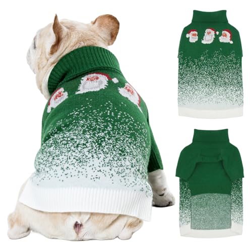 OUOBOB Weihnachtspullover für Hunde, weicher Strickpullover für Haustiere, mit Weihnachtsmann und Schneeflocken, warmer Weihnachtspullover für mittelgroße und extra große Hunde, Mädchen, Jungen von OUOBOB