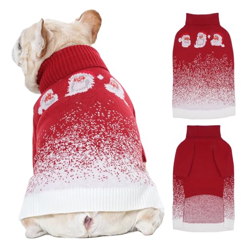 OUOBOB Weihnachtspullover für Hunde, weicher Strickpullover für Haustiere, mit Weihnachtsmann und Schneeflocken, warmer Weihnachtspullover für mittelgroße und extra große Hunde, Mädchen, Jungen von OUOBOB