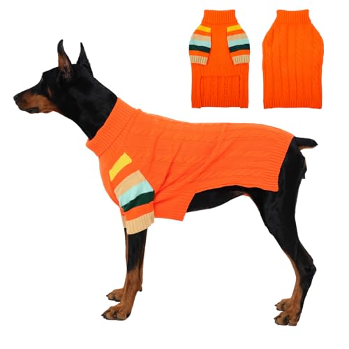 OUOBOB Winterpullover für große Hunde, Rollkragenpullover, extra groß, für Männer und Frauen, dick, warm, für Hunde, Dobermann, Deutscher Schäferhund (Orange, XXXL) von OUOBOB