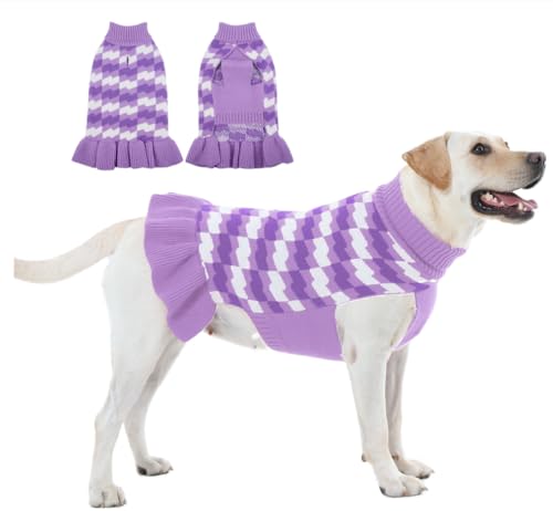 OUOBOB XL-Hundepullover, warmer Strickpullover mit Rollkragen für Hündinnen, gemütliche Winterkleidung für Mädchen, Haustiere, ideal für Weihnachten, Erntedankfest und kaltes Wetter, Lila OUOBOB XL-Hundepullover, warmer Strickpullover mit Rollkragen für Hündinnen, gemütliche Winterkleidung für Mädchen, Haustiere, ideal für Weihnachten, Erntedankfest und kaltes Wetter, Lila von OUOBOB
