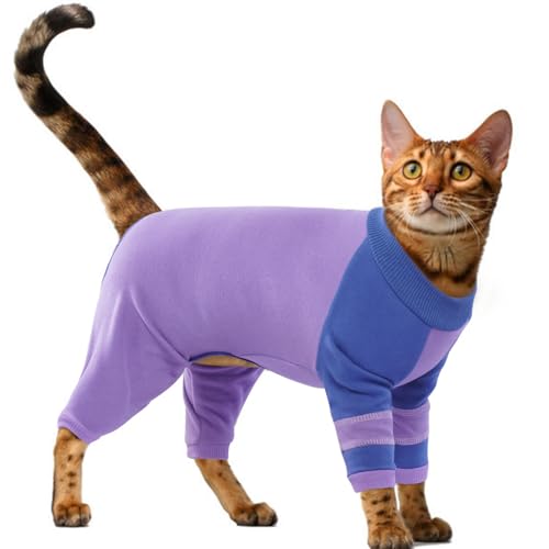 OUOBOB Klebrige Haar Katze Kleidung, Erholung Anzug Pyjamas, Sphynx Haarlose Katzen Pullover, Turtleneck, Anti-Lecken Hautkrankheit Recovery Anzug von OUOBOB