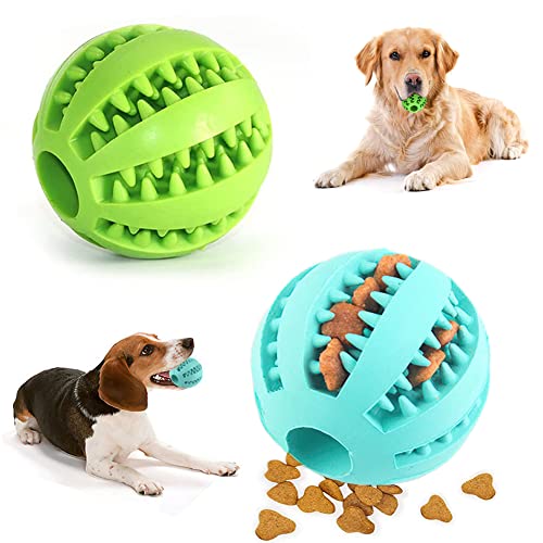 OUOQI Hundespielzeug Ball,2er Pack Kauspielzeug aus Naturkautschuk,Hundeball mit Zahnpflege-Funktion,Naturgummi Hund Feeder Ball,Bissfestes Hundespielzeug,Für kleine Hunde (6cm) von OUOQI
