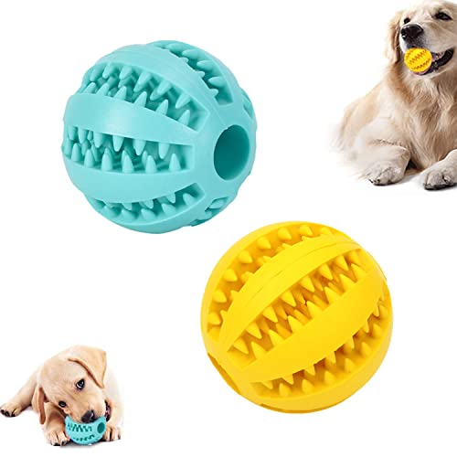 OUOQI 2 Stück Hundespielzeug Ball,Gummiball für Welpen,Interaktives Spielzeug Ball,Naturgummi Hund Feeder Ball,Hundespielzeug mit Zahnpflege-Funktion,für kleine Hunde,Welpen Hundespielzeug von OUOQI