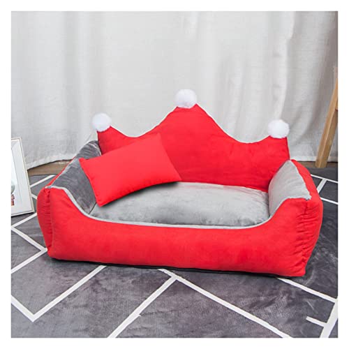 OURECO Zwinger für Indoor-Katzen, süßes Hundebett, Haustierbett, weiches Haustierkissen, mit Kopfstütze und erhöhter Rückenlehne, für Katzen und Hunde unter 14 kg (Color : Red, Size : L) von OURECO