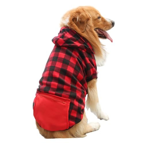 OUSHOP Fleece-Hunde-Kapuzenpullover Hundepullover Warme Weiche Jacke für Kalte Winter-Hundemäntel Kapuzen-Sweatshirt mit Tasche,1,5XL von OUSHOP