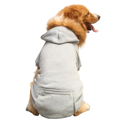 OUSHOP Fleece-Hunde-Kapuzenpullover Hundepullover Warme Weiche Jacke für Kalte Winter-Hundemäntel Kapuzen-Sweatshirt mit Tasche,7,4XL von OUSHOP