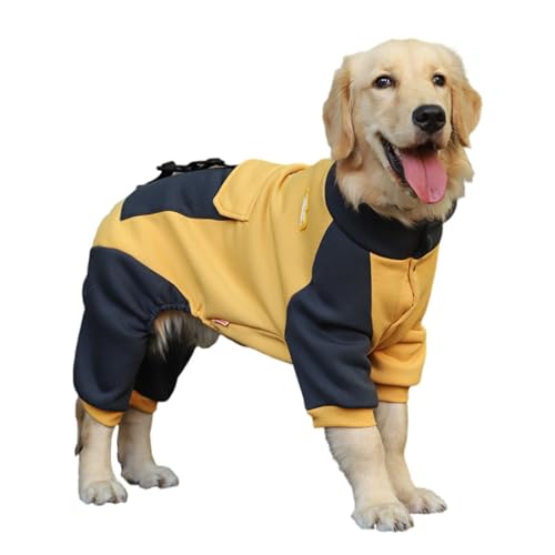OUSHOP Hunde Sweatshirt Warmer Hundepullover für Mittlere Groß Hunde Jumpsuit Hund Onesie mit Tasche,Gelb,5XL von OUSHOP