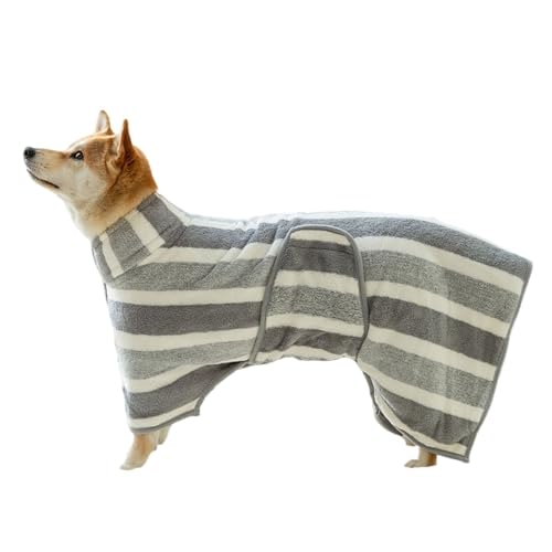 OUSHOP Hundebademantel Weich Atmungsaktiv Saugfähig für Haustiere Bademäntel Handtuch zum Trocknen bei Kaltem Wetter Hunde,Grau,L von OUSHOP