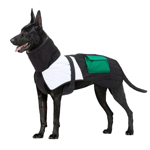 OUSHOP Warmer Hunde-Wintermantel Fleece-Rollkragenpullover Haustierkleidung mit Taschen für Mittelgroße und Große Hunde,Schwarz,S von OUSHOP