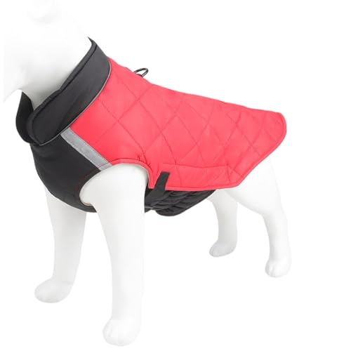 OUSHOP Warmer Hundemantel Hunde-Winterjacke mit Reflektierendem Streifen und Doppeltem D-Ring für Kleine Mittelgroße Große Hunde,Rot,5XL von OUSHOP