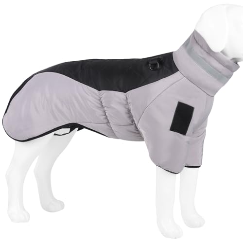 OUSHOP Warmer Hundemantel mit Rollkragen Wasserdicht Gemütliche Hundejacke für Kaltes Wetter Mittelgroße und Große Hunde,Schwarz,5XL von OUSHOP