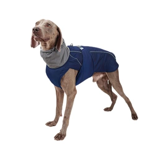 OUSHOP Winter Hundejacke Fleece gefüttert Wasserdicht Warme Hundemantel Winddichte Reflektierende Hundekleidung mit D-Ring,Blau,3XL von OUSHOP