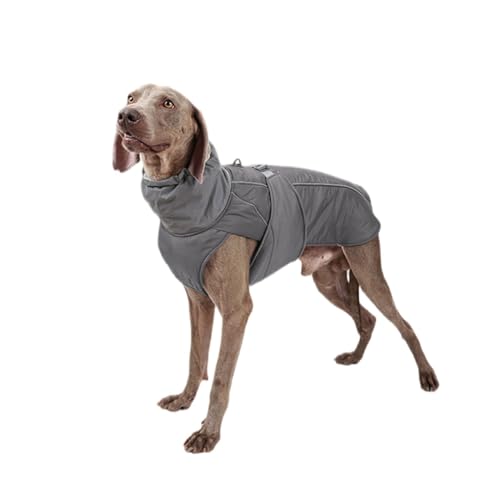 OUSHOP Winter Hundejacke Fleece gefüttert Wasserdicht Warme Hundemantel Winddichte Reflektierende Hundekleidung mit D-Ring,Grau,XXL von OUSHOP