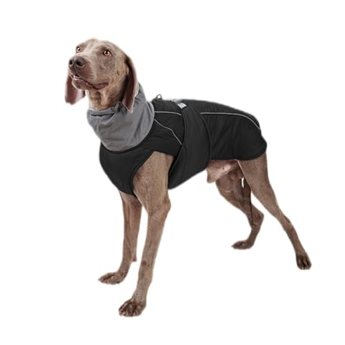 OUSHOP Winter Hundejacke Fleece gefüttert Wasserdicht Warme Hundemantel Winddichte Reflektierende Hundekleidung mit D-Ring,Schwarz,XXL von OUSHOP