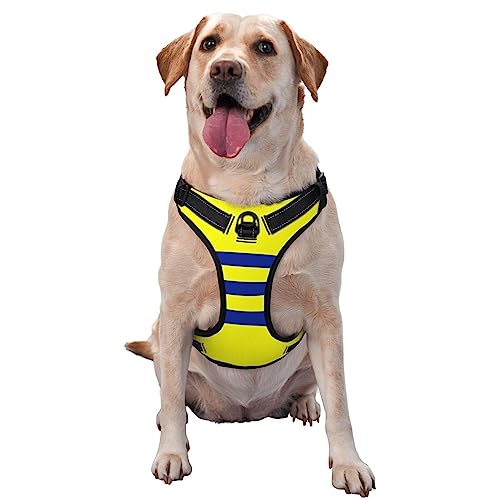 Hundegeschirr für große Hunde, verstellbar, reflektierend, Gelb und Blau gestreift Hundegeschirr für große Hunde, verstellbar, reflektierend, Gelb und Blau gestreift von OUSIKA