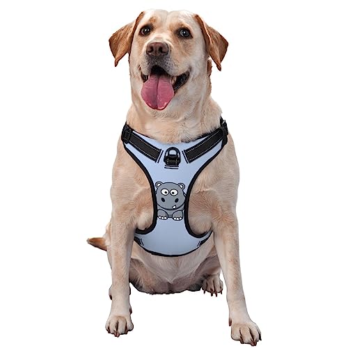 Hundegeschirr mit Cartoon-Nilpferd, bedruckt, für große Hunde, verstellbar, reflektierend, Haustierweste Hundegeschirr mit Cartoon-Nilpferd, bedruckt, für große Hunde, verstellbar, reflektierend, Haustierweste von OUSIKA