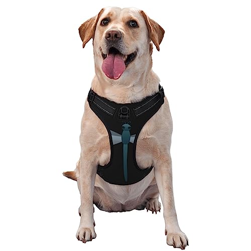 Hundegeschirr mit Libellen-Motiv, für große Hunde, verstellbar, reflektierend, Haustierweste von OUSIKA