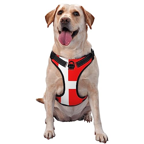 Hundegeschirr mit dänischer Flagge, bedruckt, für große Hunde, verstellbar, reflektierend, Haustierweste Hundegeschirr mit dänischer Flagge, bedruckt, für große Hunde, verstellbar, reflektierend, Haustierweste von OUSIKA