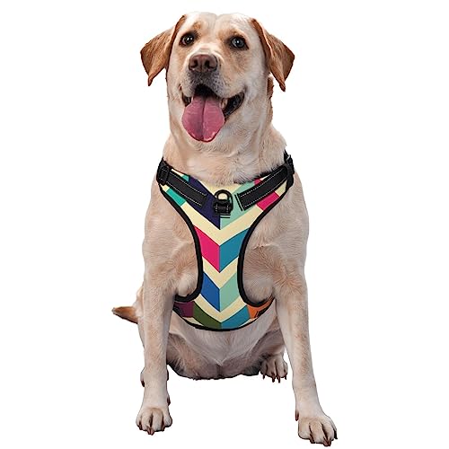 Mehrfarbiges Zick-Zack-Hundegeschirr für große Hunde, verstellbares Haustiergeschirr, reflektierend, Haustierweste, Geschirr von OUSIKA