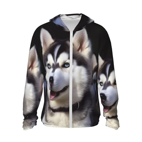 OUSIKA LSF 50+ Husky Hunde-Sonnenschutz-Kapuzenjacke, schnelltrocknend, Rashguard, langärmeliges Sonnenshirt, Schwarz , M von OUSIKA