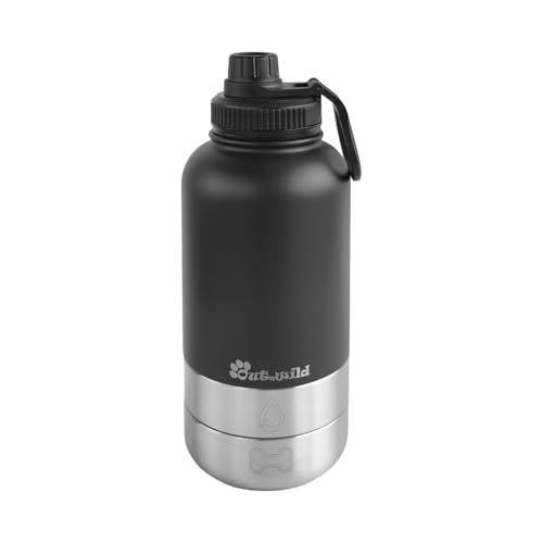 OUT 'N WILD Tragbare Hundewasserflasche & Napf - All-in-One Reisezubehör Tierfutter & Flüssigkeiten für Auto, Wandern, Camping - Auslaufsicher, doppelwandig, isoliert - 907.2 g, 2 Hundenäpfe (Schwarz, OUT 'N WILD Tragbare Hundewasserflasche & Napf - All-in-One Reisezubehör Tierfutter & Flüssigkeiten für Auto, Wandern, Camping - Auslaufsicher, doppelwandig, isoliert - 907.2 g, 2 Hundenäpfe (Schwarz, von OUT 'N WILD