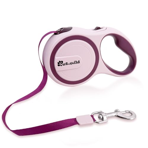 OUTnWILD Einziehbare Hundeleine, einziehbare Hundeleine, 4,8 m, für kleine/mittelgroße Rassen/Haustiere bis zu 20 kg, 360° verhedderungsfreies Design mit One-Touch-Schnellverschluss-Bremssystem und von OUT 'N WILD