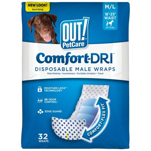 OUT! Pet Care Einweg-Windeln für männliche Hunde, saugfähig, auslaufsicher, Größe M/L, 32 Stück OUT! Pet Care Einweg-Windeln für männliche Hunde, saugfähig, auslaufsicher, Größe M/L, 32 Stück von OUT!