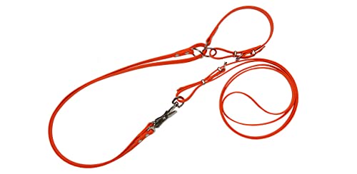 AKAH BioThane® Umhängeleine mit Halsung Orange 32-40 mm - Hundeleine Signalorange mit Halsband 19mm breit von OUTDOORDINO