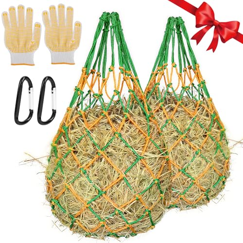 OUTFANDIA Heusäcke für Pferde, 101,6 cm, große Heunetze für Pferde mit 2 Haken und 2 Handschuhen, langlebig, rund, Heunetz-Futterspender für Pferde, Esel, Kuh, Alpaka, Schaf, Rinder, 2 Stück OUTFANDIA Heusäcke für Pferde, 101,6 cm, große Heunetze für Pferde mit 2 Haken und 2 Handschuhen, langlebig, rund, Heunetz-Futterspender für Pferde, Esel, Kuh, Alpaka, Schaf, Rinder, 2 Stück von OUTFANDIA