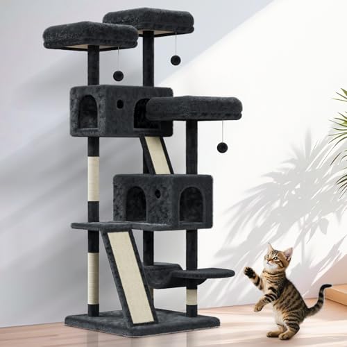 66 Zoll großer mehrstöckiger Kratzbaum, robuster Katzenturm für Innen, große Katzen, 9 kg+ mit Haus/Plüsch-Sitzstangen, Sisal-Kratzstämme, Hängematten, Korb, baumelnder Ball/Plattform, 66 Zoll großer mehrstöckiger Kratzbaum, robuster Katzenturm für Innen, große Katzen, 9 kg+ mit Haus/Plüsch-Sitzstangen, Sisal-Kratzstämme, Hängematten, Korb, baumelnder Ball/Plattform, von OUTGOODS