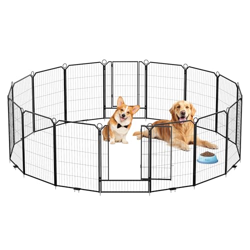 Hunde-Laufstall für große Hunde, 16 Paneele, rostfreier Hundezaun mit Tor, Haustier-Trainingsgehege für Wohnmobil, Camping und Hof (101,6 cm) von OUTLANE