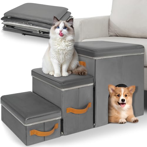 OUUTMEE Haustiertreppe 3 Stufen mit Zwingerdesign Hundetreppe Zusammenklappbar mit Stauraum,Kombinierte Verwendung Hundetreppe Bett für Betten,Sofas,Maximale Tragfähigkeit 30 kg OUUTMEE Haustiertreppe 3 Stufen mit Zwingerdesign Hundetreppe Zusammenklappbar mit Stauraum,Kombinierte Verwendung Hundetreppe Bett für Betten,Sofas,Maximale Tragfähigkeit 30 kg von OUUTMEE