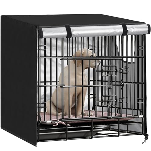 OUUTMEE Hundekäfigabdeckung Fit für 48 Zoll Draht Hundekäfig Wasserdicht 210D Oxford Stoff Hundehütte Abdeckung Winddicht Hundekäfig Abdeckung Haustierkäfig Abdeckung für Indoor Outdoor Schutz von OUUTMEE