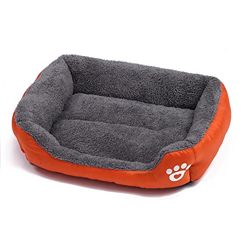 OUYUNKKA Hundebett Hundekissen (2XL, 95 x 72 cm) Viereckig Orange Hundesofa für Mittelgroße und Kleine Hunde und Katzen, Flauschig Weich Katzenbett Katzenkissen Hundebett für Französische Bulldogge von OUYUNKKA