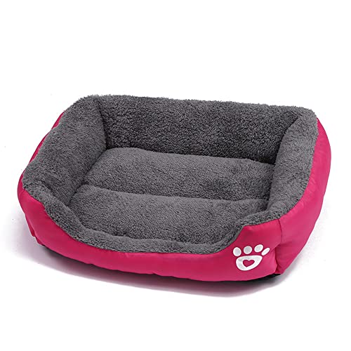 OUYUNKKA Hundebett Hundekissen (2XL, 95 x 72 cm) Viereckig Rosarot Hundesofa für Mittelgroße und Kleine Hunde und Katzen, Flauschig Weich Katzenbett Katzenkissen Hundebett für Französische Bulldogge von OUYUNKKA