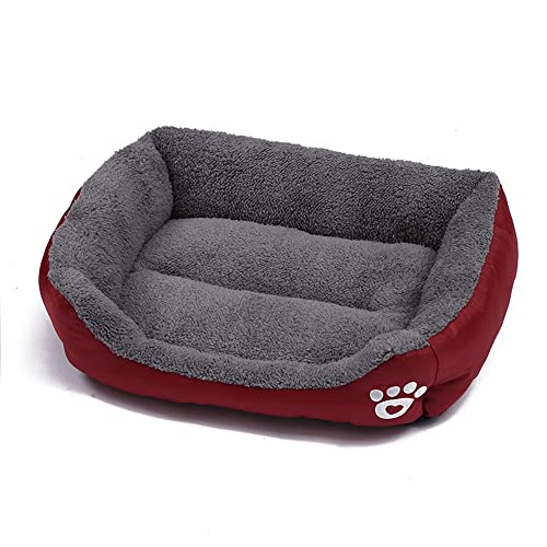 OUYUNKKA Hundebett Hundekissen (2XL, 95 x 72 cm) Viereckig Weinrot Hundesofa für Mittelgroße und Kleine Hunde und Katzen, Flauschig Weich Katzenbett Katzenkissen Hundebett für Französische Bulldogge von OUYUNKKA